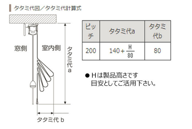 【シェード】コード式シングル たたみ代計算式